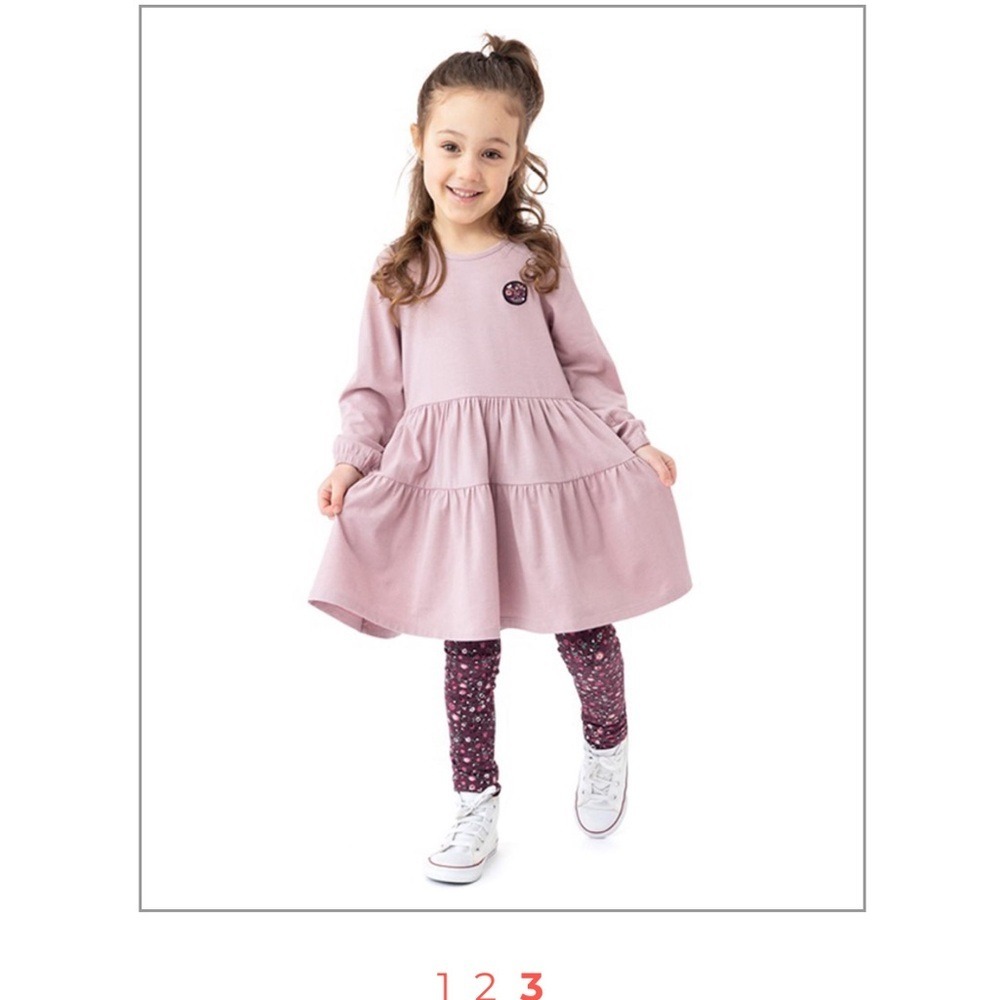 Nano Boho Tiered Dress and Floral Leggings Set Kids Size 4‎ Pink Plum Casual 2pc